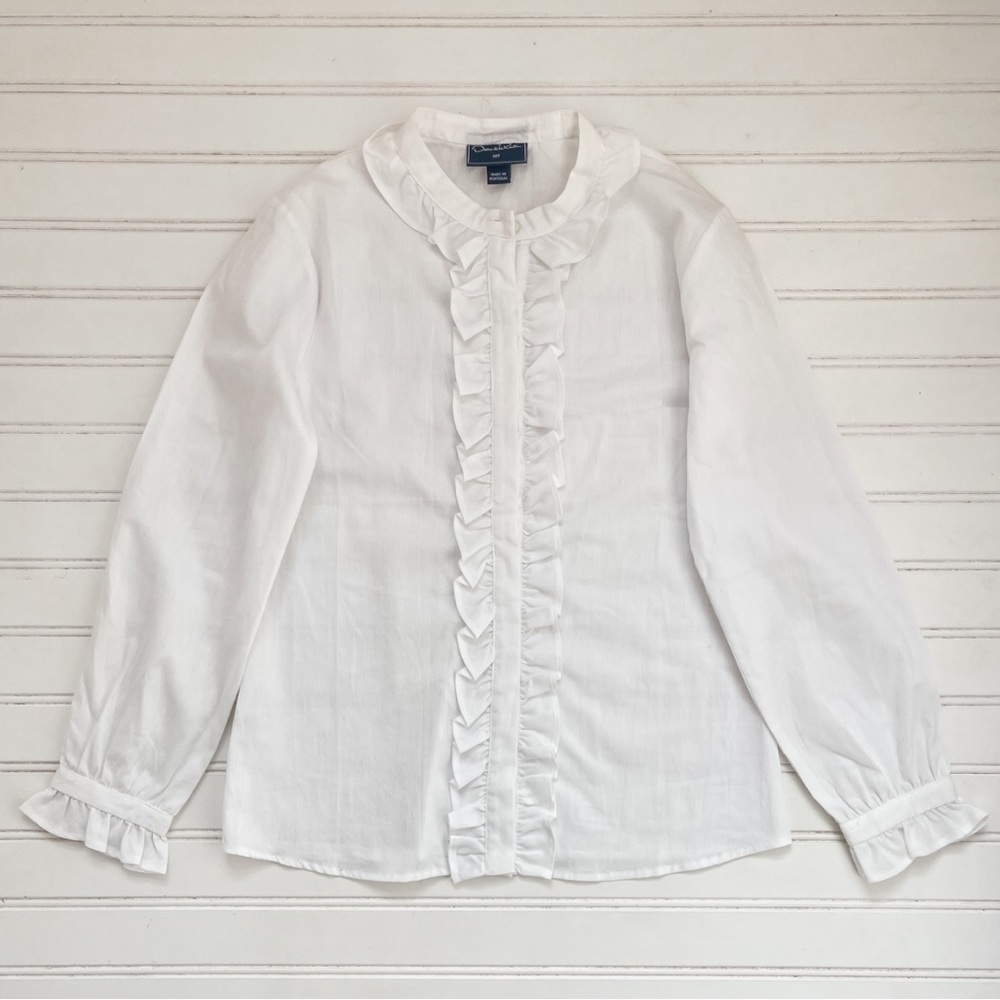 OSCAR DE LA RENTA EUC White Ruffle Heirloom Blouse